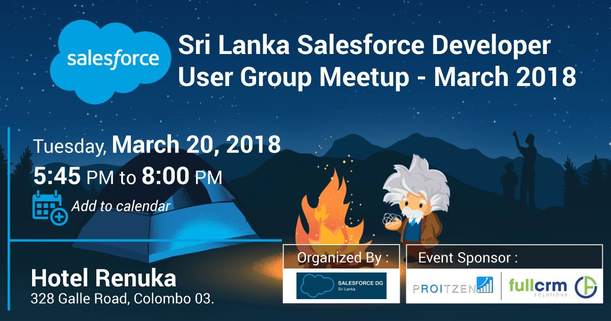chamilmadusanka's tweet image. Let&apos;s meet up at 5.45pm @ Hotel Renuka

Knowledge, Networking, Fun &amp;amp; Swags... 
Join us next #SriLanka Dev March Meetup 

RSVP here: meetup.com/Sri-Lanka-Sale…
#SriLankaSalesforceCommunity #EmergingCommunity @salesforce @slsalesforcedug @WITSalesforceSL @SalesforceDevs