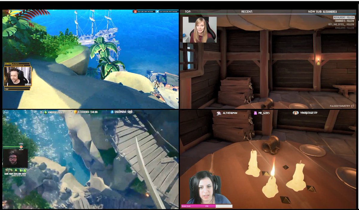 Stormaggedon__'s tweet photo. Watching @iskall85 @renthedog @falsesymmetry and @Stressmonsterin streaming @SeaOfThieves on @Twitch this community is so great! #Hype #Hermitcraft #Twitch #QuadStream its plundering time! #Pirates https://t.co/Cckmlu8LZI