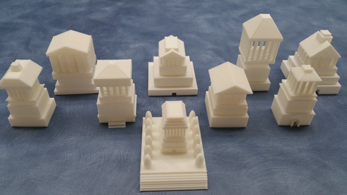 LakeviewLMC's tweet photo. Team 61's Mausoleum at Halicarnassus using @tinkercad and printed on @makergear M2. with the top design out front. @SMFSchools @LakeviewLoop #publicschoolshoutout #3Dprinting https://t.co/k6h6TXxOuu