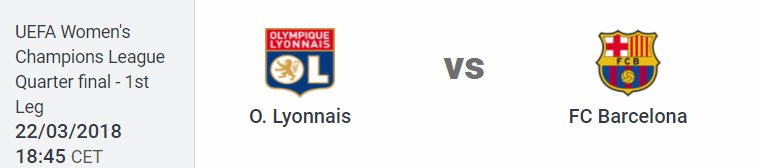 FC Barcelona will be streaming the Olympique Lyon vs. Barça Femení UWCL match on Thursday evening. I'll post the link when it becomes available. Commentary will be in Spanish.