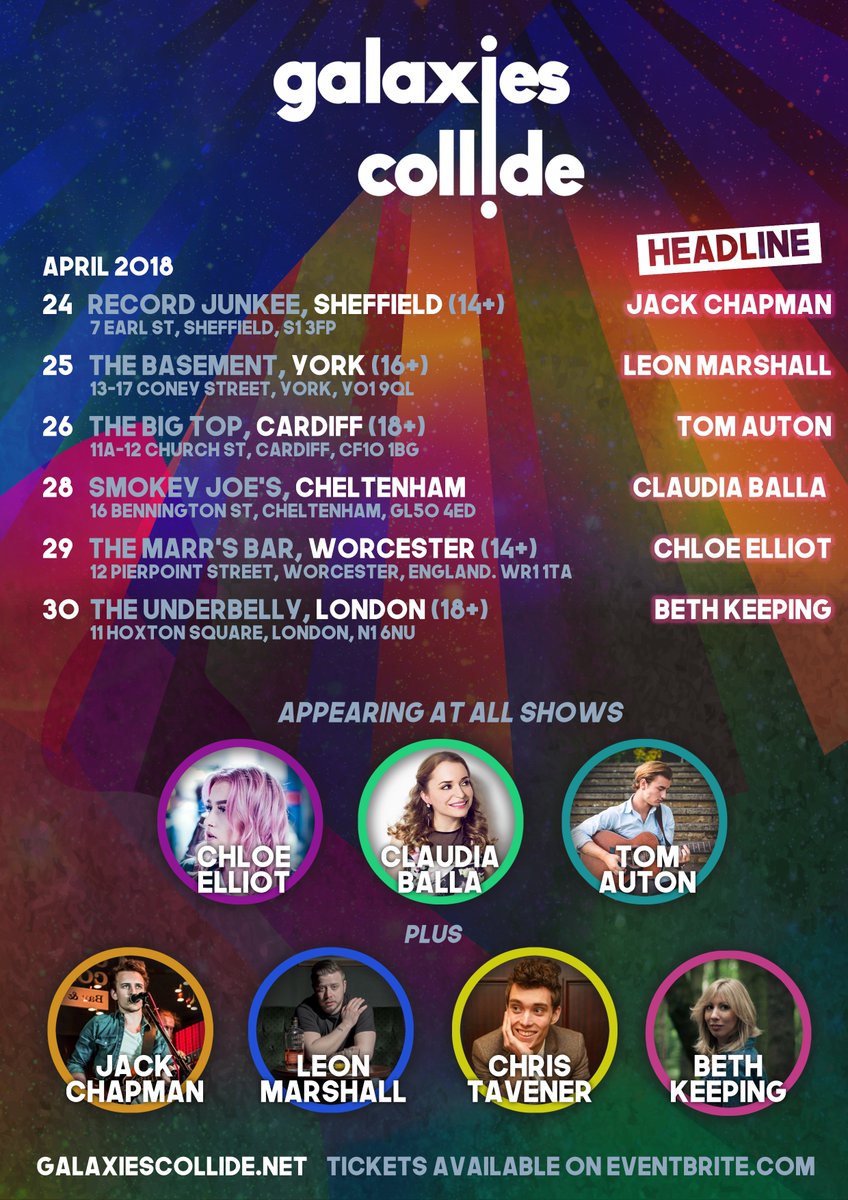 galaxiesco's tweet photo. We can't wait to kick off our tour with 6 amazing emerging acts headlining 6 exciting shows around the UK! Tickets for all dates are available from https://t.co/I5EaO6Dd0r https://t.co/sRnxZqNros