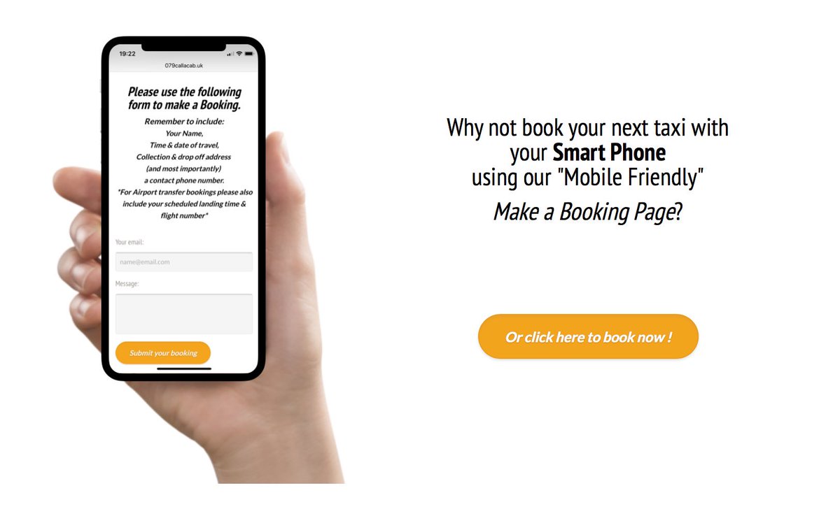 079callacab's tweet photo. Minor website tweak to move with the times &amp; improve customer experience. Book a taxi with your smart phone or tablet via our “Mobile friendly” Make a Booking page on our website. #LocalFavourite #079CallaCab #CambournesFinest #SettingTheStandard https://t.co/WfkiXNCEmN