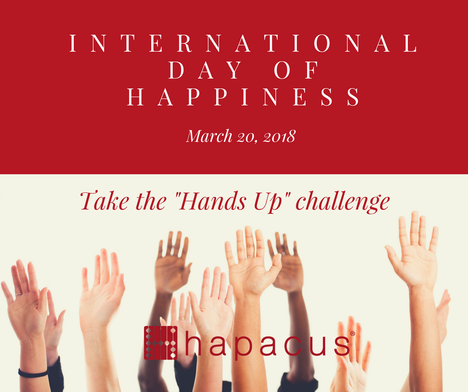hapacusproject's tweet photo. In honor of the International Day of Happiness, take the "Hands Up" challenge! Raise your hand. Count off 5 things you are grateful for. Type it. Share it. Repeat it. "Hands Up" for greater happiness! #handsupchallenge #count5 #gratitudeworks https://t.co/Pcech9XEG2