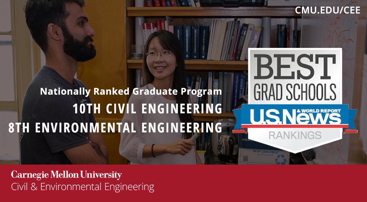 announce that our graduate programs continue to be nationally recognized as a top program for civil and environmental engineering by usnewseducation