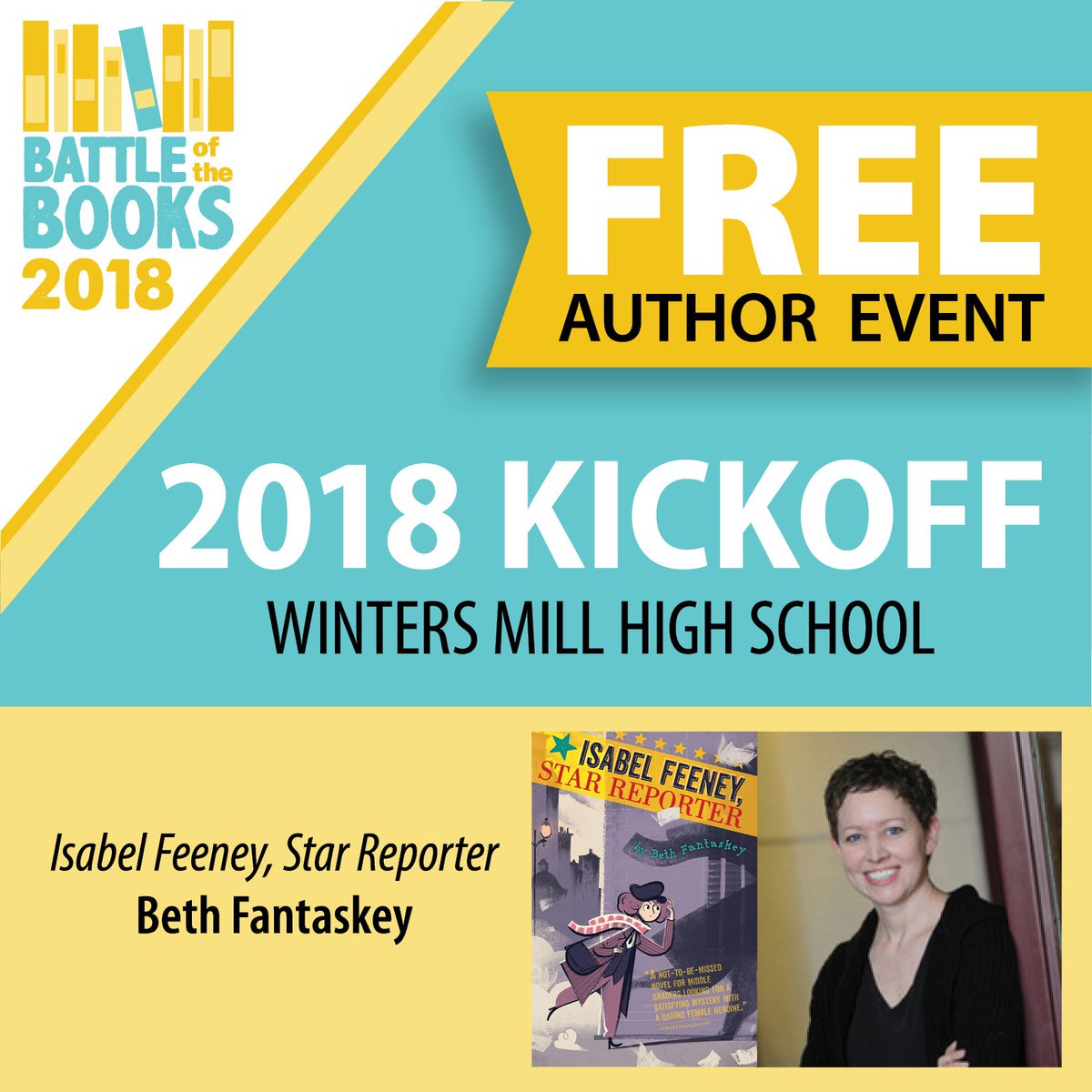 Join me, Ben Hatke &amp; Jordan Sonnenblick as our books go into battle! It all starts Thursday, March 22, at 7 pm at Winters Mill HS in Westminster, MD. We'll be signing books, answering your questions &amp; having fun! <a href="/LibraryCCPL/">CCPL</a> @HMHKids @HMHbooks