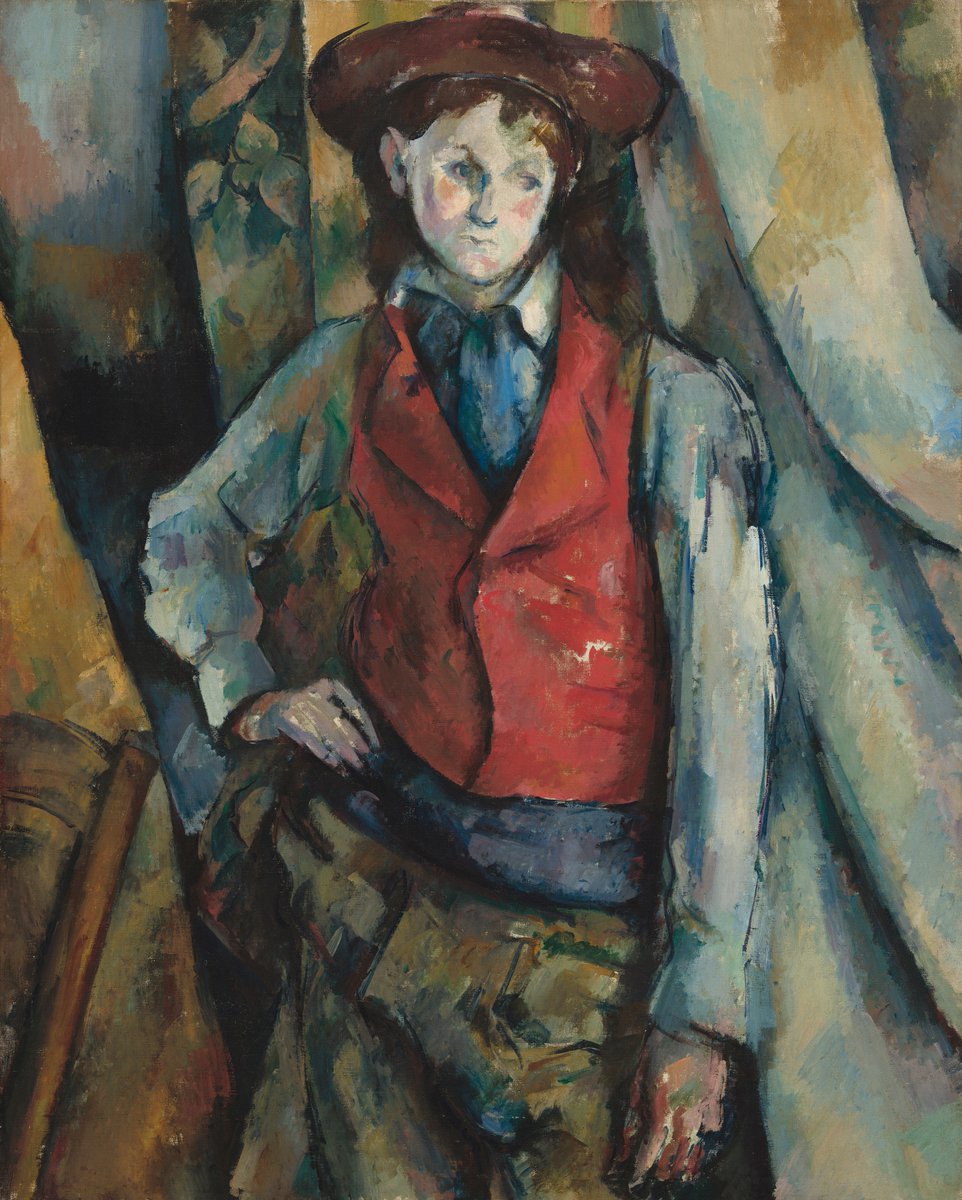 ngadc's tweet photo. Today we're previewing "Cézanne Portraits," the first exhibition devoted to the famed post-impressionist’s portraits. It opens to the public this Sunday, March 25: https://t.co/Qyx9AGbZBK #CezannePortraits ["Boy in a Red Waistcoat," 1888-1890, oil on canvas] https://t.co/VtV9SdqlJk