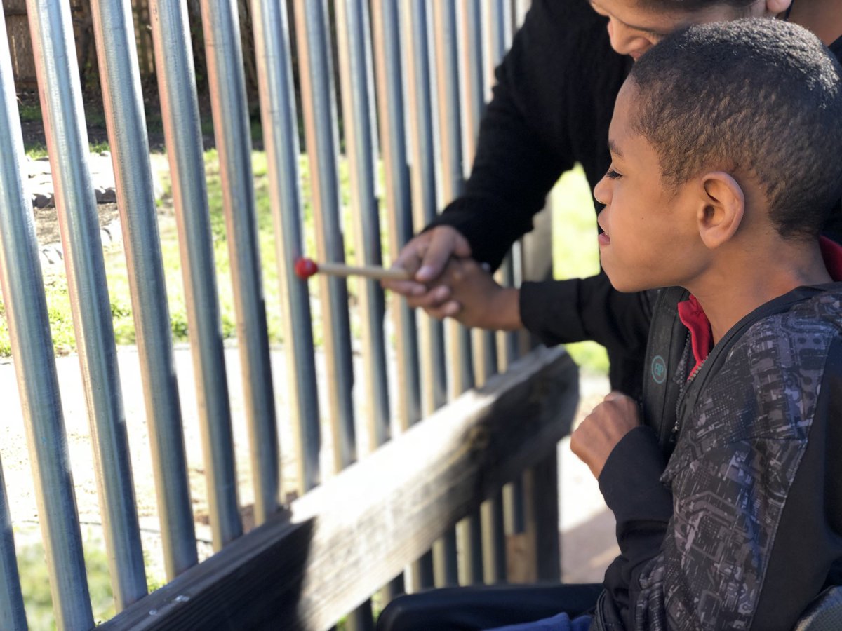 MinnerSarah's tweet image. Our @LBJelem students enjoying the #SensoryGarden and #MusicChimes