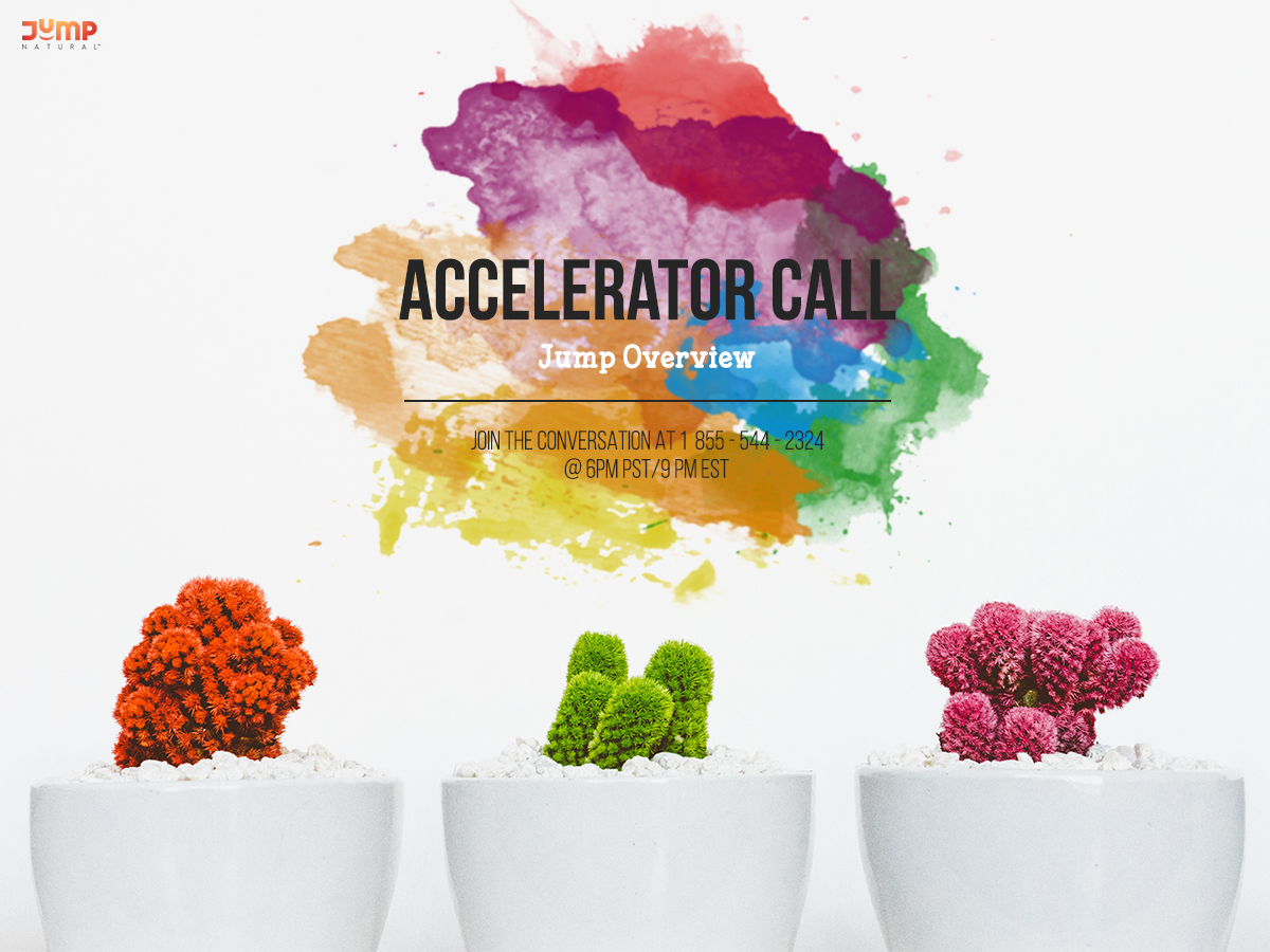 JumpNatural's tweet photo. Join us tonight for another informative Accelerator Call! We will have a Q&amp;A on products with Dr. Steve and a discussion on Jump Overview. Be sure to listen in.
Tonight's Accelerator Call starts at 6pm PST/9pm EST. Dial 855-544-2324 to join https://t.co/wxAsvXexMn
