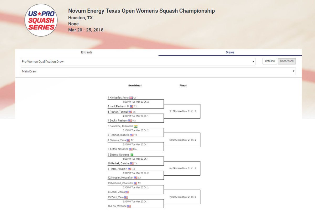 USProSquash's tweet photo. Qualification for the Novum Energy #TexasOpen Women's 25K begins today at 4:30pm local, 5:30pm ET. Follow matches with live scoring powered by #ClubLocker.
π±: https://t.co/J6jpF8RFbe https://t.co/ZKaQhRotdr