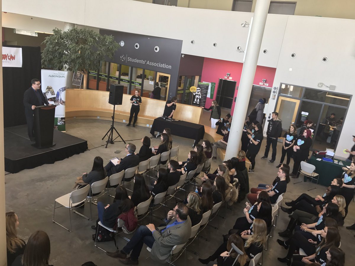 JimWatsonOttawa's tweet photo. Thank you to the @AlgonquinColleg students in the #ACPR program for inviting me to the launch of their @AnybuddyCan campaign this afternoon - a great initiative through @BestBuddiesCND to raise money and to promote inclusivity through friendship #JoinTheFriendship https://t.co/dpyFuMqijC