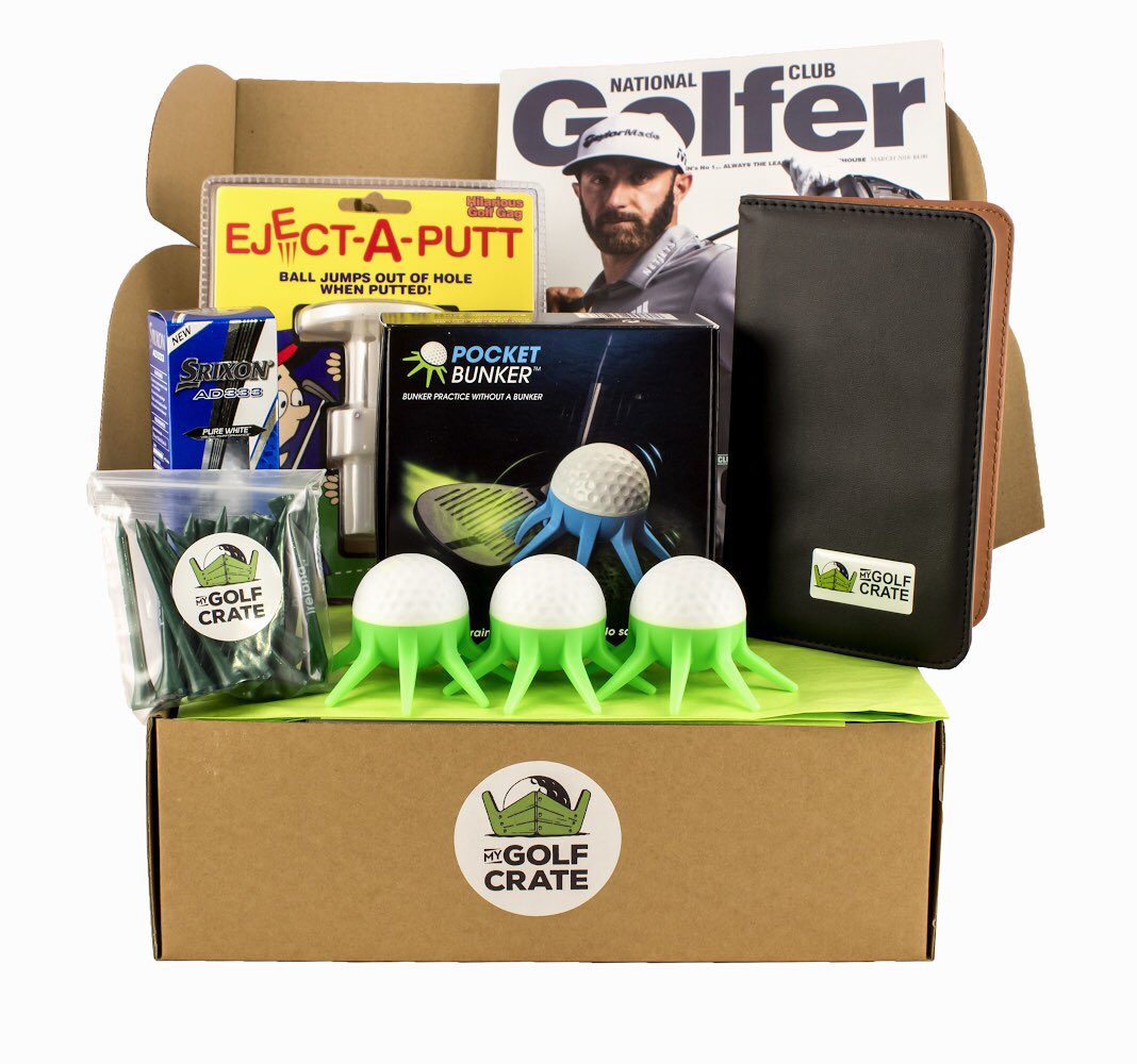 March Crate.⛳️📦
National Club Golfer Magazine, 3 Pack-Pocket Bunker Training Aids, Scorecard Holder, Eject-A-Putt, Srixon AD333 Balls &amp; Ireland 70mm Wooden Golf Tees 🇮🇪.

#mygolfcrate #golf #golfcourse #golfsubscriptionbox #subscriptionboxes #golfwang #golfstagram #golfcrate