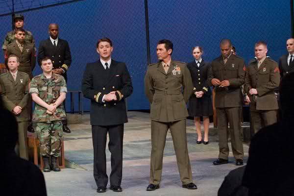 jensenhobbies's tweet photo. jensen breaking a figurative leg on stage in "a few good men" https://t.co/eTfgBvJXHj