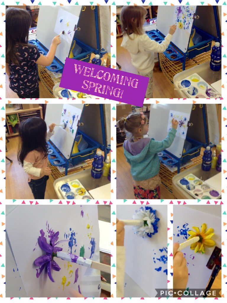 NAM_Room14's tweet photo. What's your favourite thing about spring? Blooming flowers was something that lots of friends shared! To welcome spring, we thought we'd make some flower petal prints! Beautiful! https://t.co/E57ugspoaA
