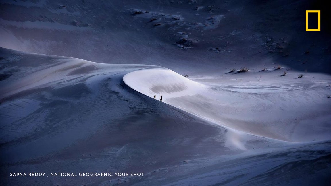 NatGeoFR's tweet photo. #PhotoduJour Recherchant une certaine sérénité, une jeune famille décide de faire de la randonnée dans les dunes de mesquite de la Vallée de la Mort, évitant ainsi la chaleur et les foules de la journée. https://t.co/cNsZ3uuawW