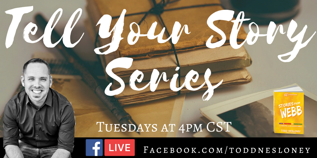 TechNinjaTodd's tweet photo. Join the new "Tell Your Story Series" on my FB page! LIVE every Tues at 4pm CST! Starting TODAY!

https://t.co/qMK42yUQNm

It'll be the place to come &amp; hear stories shared from educators in the trenches!

(retweet this for a chance to win a free autographed book!)

#KidsDeserveIt https://t.co/UMom6wMKg7