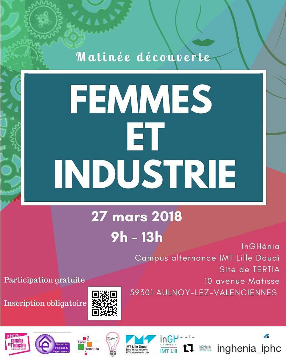 Venez découvrir différents témoignages lors de la matinée  #FemmeEtIndustrie à    #Valenciennes 
 #MDLEmploi  #Inghenia  #LesInGHénieuses   # IMT  #FemmesIngénieurs