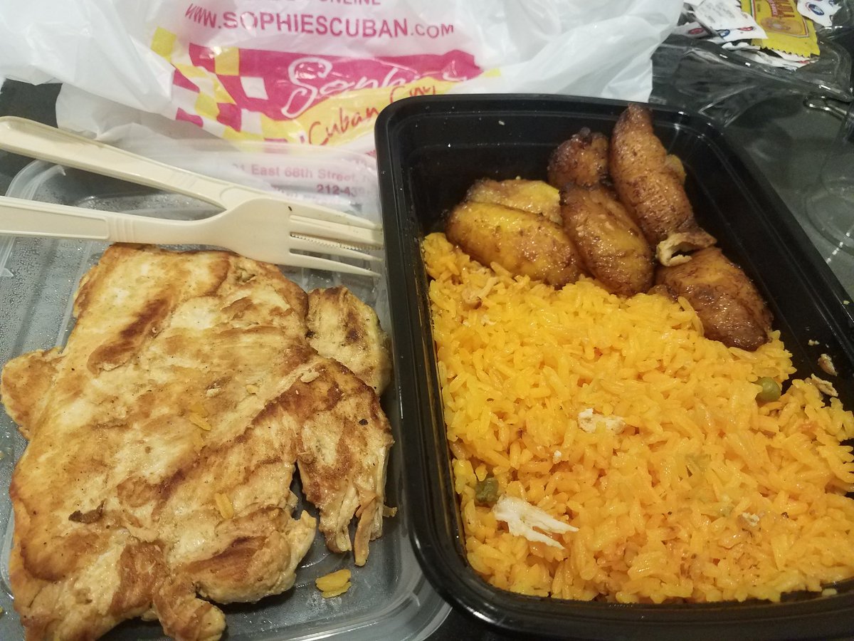 luvzmoko's tweet photo. such a rip-off. thin slice of chicken &amp; lots of rice for $14 @SophiesCuban https://t.co/qqAIrEY2mU
