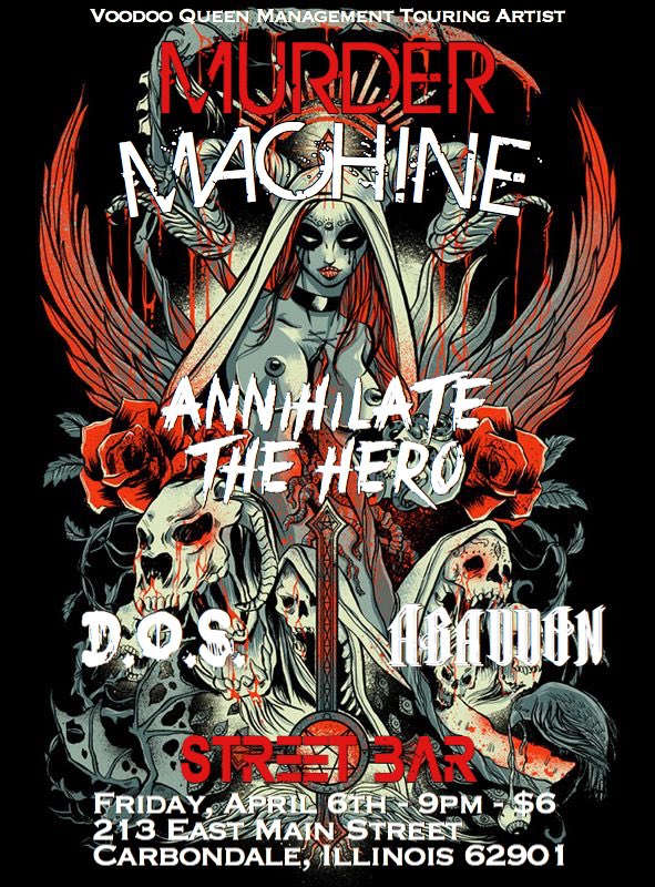 murder_machine1's tweet photo. Next #Hit On the List For the @murder_machine1 April 6th @ Street Bar In Carbondale, Illinois w/ @AnnihilateHero and More. Will You Survive?!? https://t.co/bhnJ8A3lWW