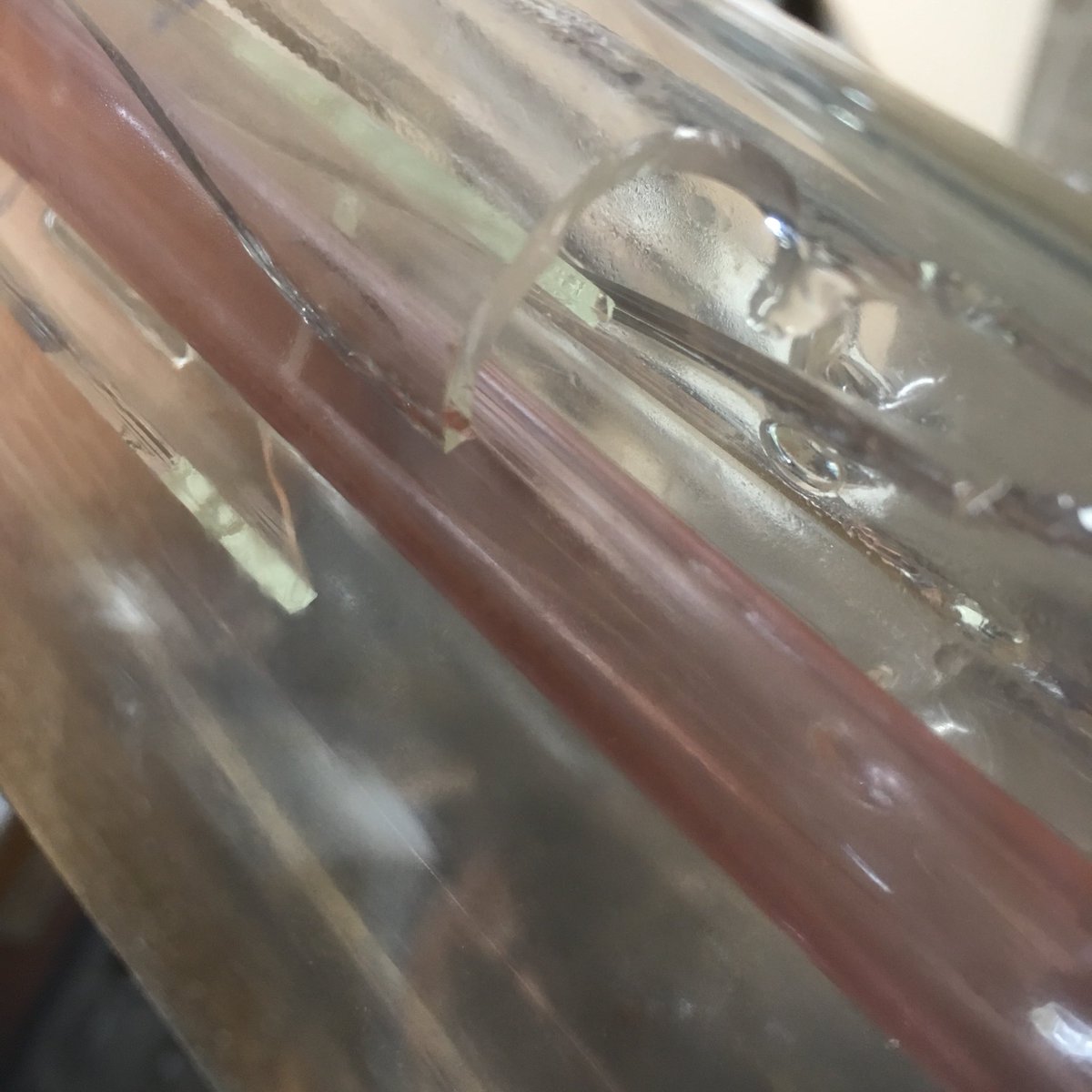 So it seems my new workshop is a bit colder than the last one. This is what frost can do to your laser tube :-( Glad I checked before switching on. Heater now installed! #laser <a href="/tweetsnmirrors/">Smoke & Mirrors</a>