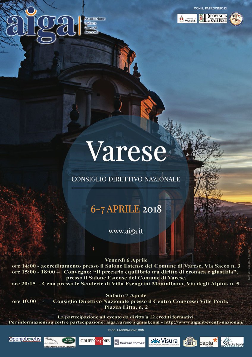 giovaniavvocati's tweet photo. Consiglio Direttivo Nazionale @giovaniavvocati #Varese #6aprile #7aprile #savethedate https://t.co/SLDi8m2bUJ