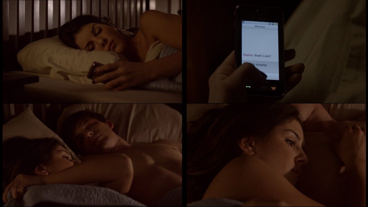 tvshowquote1's tweet photo. #Annie receives a text from Charlie. “How’s Liam.” She replies “He’s sleeping.” She then moves to rest on #Liam.

#9O21O 90210 #Lannie #tvcouple #otp #LiamCourt #AnnieWilson #9O21OQuote https://t.co/PHOM9TpgiV