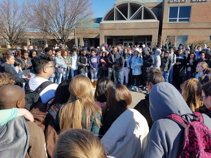 Less than a week ago Great Mills High School students walked out to protest gun violence. Today they are experiencing a school shooting! 😞