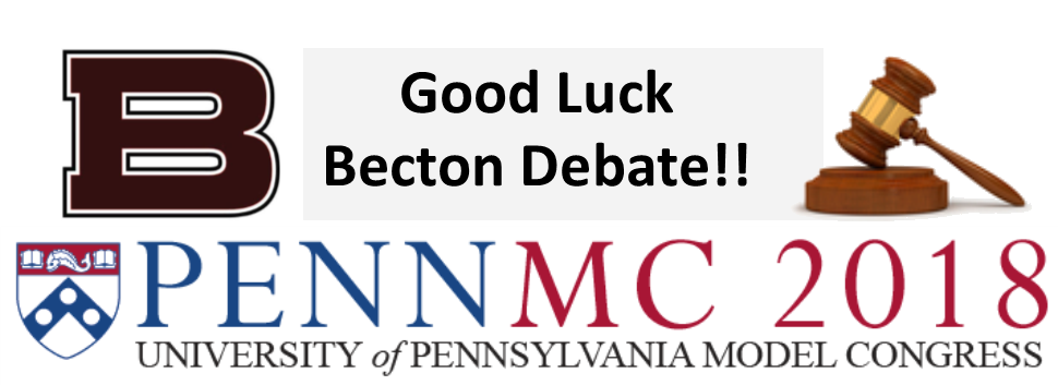 BectonHS's tweet photo. Becton Debate prepares to go to Penn Model Congress this week for the 21st annual high school conference. Wishing our #bectonsbest a successful model congress!! #gobectondebate πΎ #pennmodelcongress https://t.co/hIXpzYuXt1