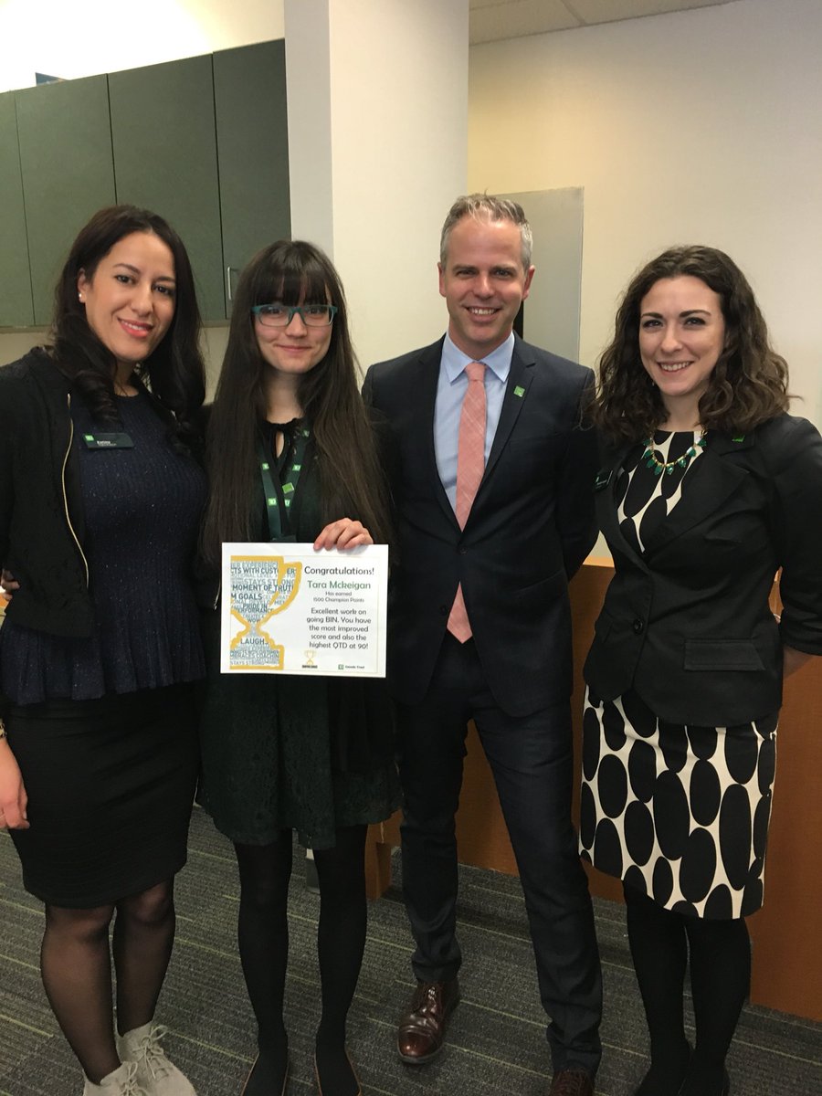 scott_belton's tweet photo. Recognizing Tara’s outstanding contribution to the customer experience @TD_Canada in Dieppe! #magnifique https://t.co/wTUOa2nlFZ