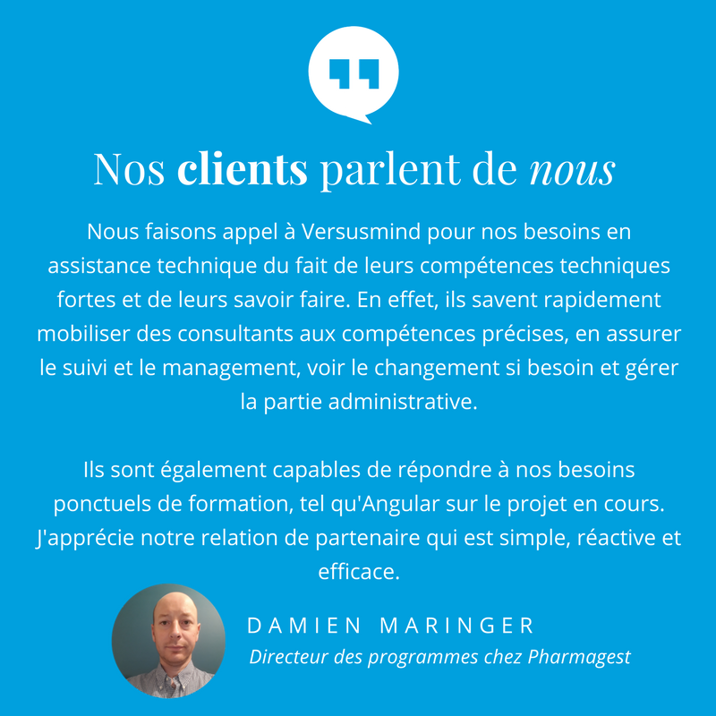 Versusmind's tweet photo. Nouveau temoignage d'un partenaire et client de longue date @Pharmagest #temoignageversusmind #developpement https://t.co/K22JI1L3iy