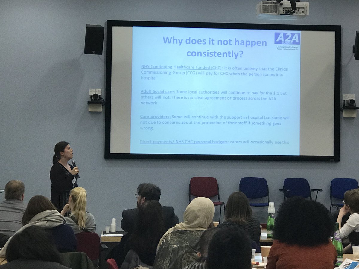 TamaraMcN1's tweet image. @AmyRiggs90 raising the need 4 agreement between CCG &amp;amp; LA to fund the 1:1 carers for pwld when they come into hospital #consistentapproach