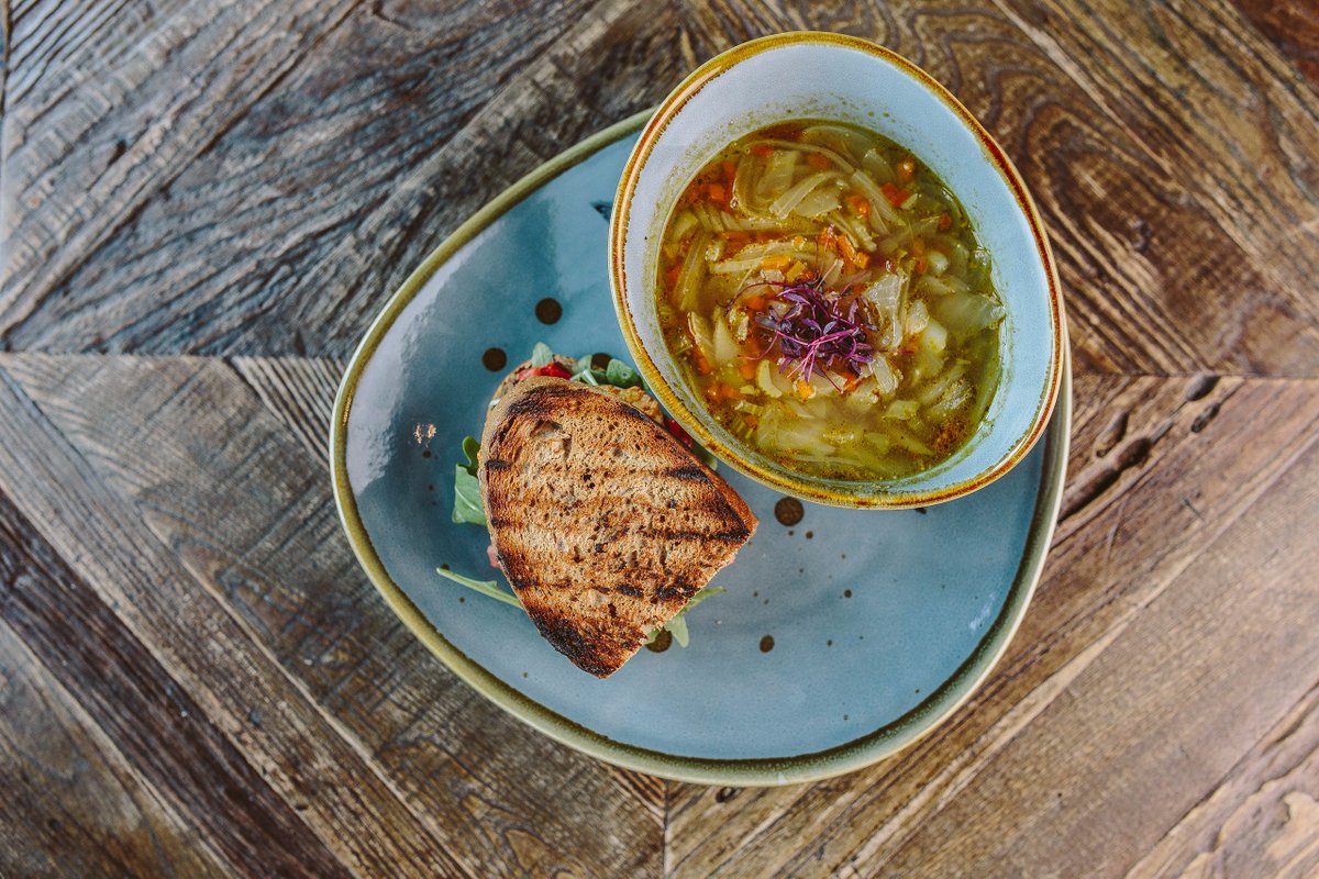 We're delighted to have a bit of sunshine on the shore 🌞
Still feeling the chill though so we're enjoying a soup &amp; sandwich for lunch!