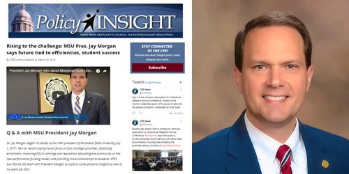 Pleased to debut the 1st of our series profiling #kyhighered leaders - <a href="/MSU_President/">Dr. Jay Morgan</a> Jay Morgan discusses the current challenges facing <a href="/moreheadstate/">Morehead State</a> &amp; how he envisions MSU 10 years from now. <a href="/srebeducation/">SREB</a> <a href="/lbblackford/">Linda Blackford</a> <a href="/TheMoreheadNews/">The Morehead News</a> <a href="/DIndependent/">Daily Independent</a> bit.ly/2HRwDdM