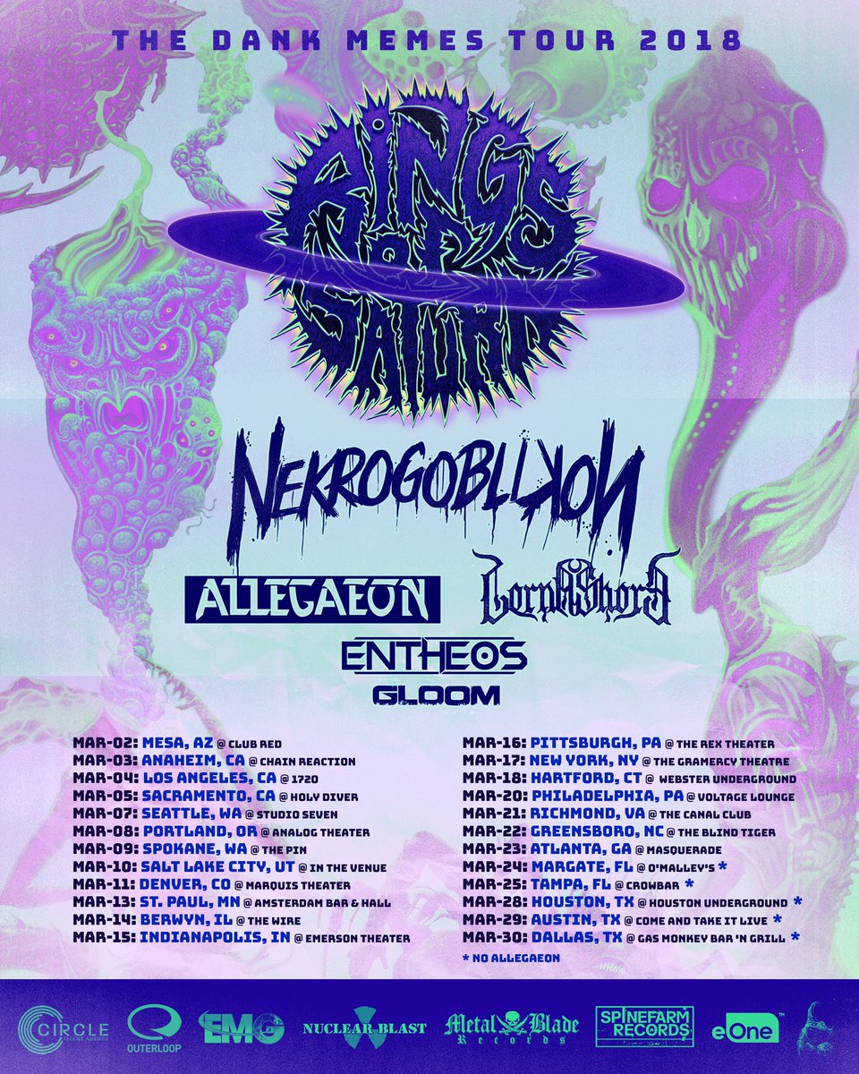 Catch <a href="/GloomDC/">GloomDC</a> destroy on the remainder of their tour with <a href="/RingsofSaturn_/">Rings of Saturn</a> , <a href="/Nekrogoblikon/">Nekrogoblikon</a> and more!  #dankmemestour