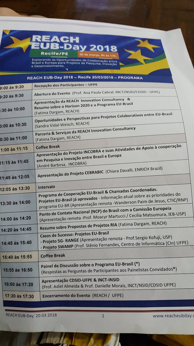 INCOBRA1's tweet photo. Thanks to @reach_twt for hosting us today at their event at #UFPE in #Recife. #cooperation is the heart of #innovation! Warming up for tomorrow @INCOBRA1 @ENRICH_Brazil infoday at @porto_digital #EUBrasil #pesquisa #inovaçao #H2020 @EUBIC @Finep @SPI_SOC @IASPnetwork @zsi_fe https://t.co/6jOp5Qr5qW