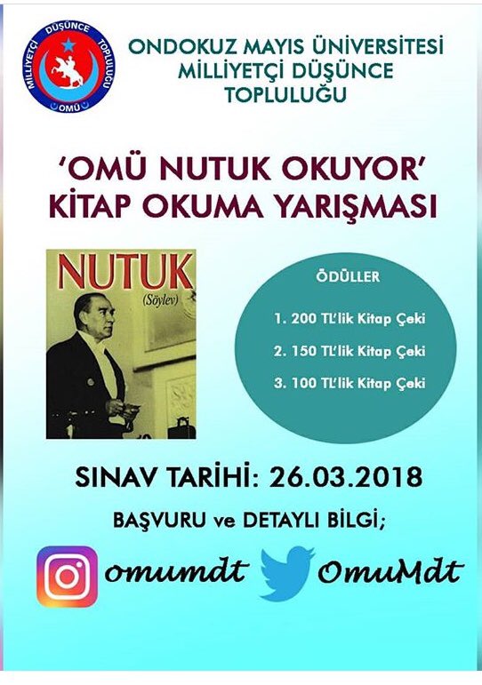 Ulu Önder Mustafa Kemal Atatürk ve silah arkadaşlarının verdiği mücadeleye dikkat çekmek ve bu konuda üniversite gençliğini bilgilendirmek amacıyla bu yıl ikincisini düzenlediğimiz yarışmaya başvurular başlamıştır.
(Düzeltme: Sınav tarihi;26.04.2018)