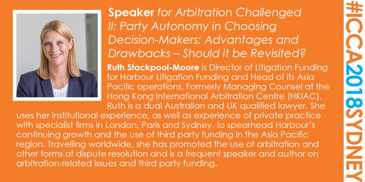 Introducing the next Speaker for the panel on Party Autonomy in Choosing Decision-Makers at #ICCA2018Sydney: Ruth Stackpool-Moore. Less than 30 days to go to #ICCA2018Sydney! Not yet registered? Secure your spot and register here: lnkd.in/gwi2qmE. #MeetTheSpeakers
