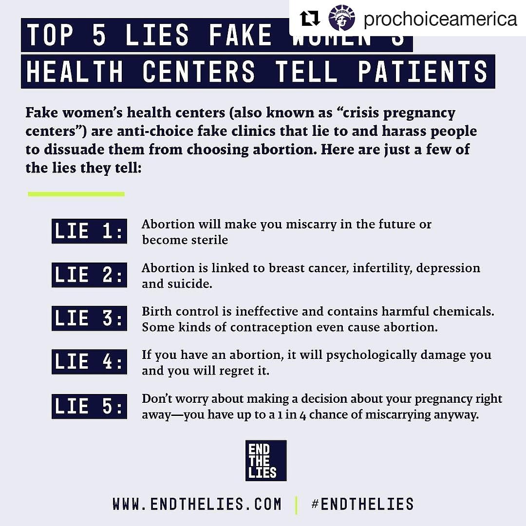 JGibsonDem's tweet photo. .@NARAL: Fake women’s health centers (aka anti-abortion crisis pregnancy centers) deliberately try to delay people who are attempting to access abortion by telling them lies and giving them misinformation about reproductive health. #EndTheLies #ExposeFakeClinics #ReproFACTAct https://t.co/jk4fyTUiJk