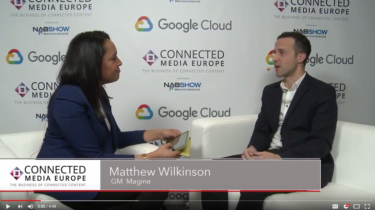 CMEurope2018's tweet photo. Matthew Wilkinson, General Manager at Magine stops into the Connected Media Europe booth. Does he think there is room for more video services in our saturated market? Find out by checking out his interview here! #CME2018  https://t.co/lwMXS8VcKO https://t.co/ncemuzoyj5
