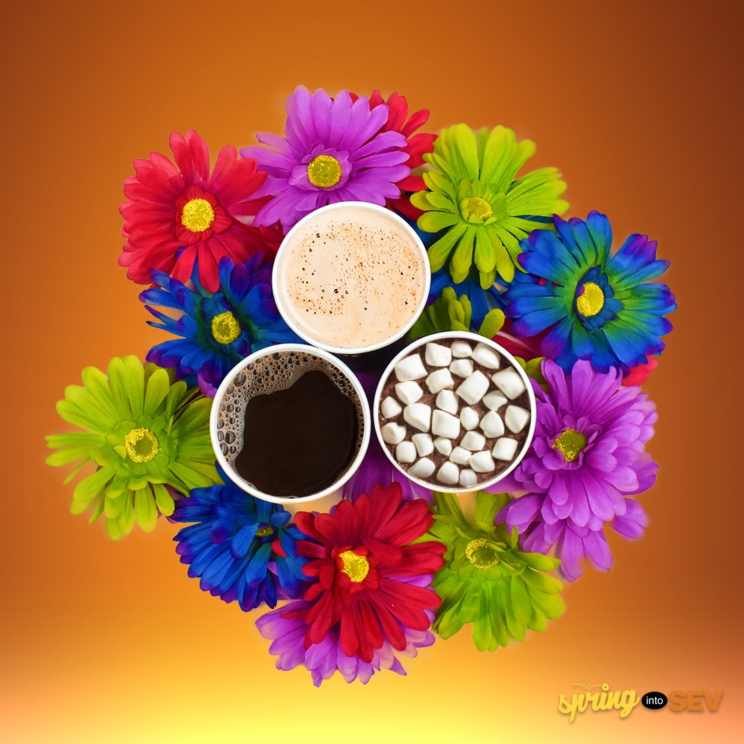 7ElevenCanada's tweet photo. Ring in #Spring with a bouquet of beverages.π With 7Rewards, every 7th cup is free! Bring your own mug and get 50 Β’ refills of #HazelnutHotChocolate, #BlondeRoast coffee and more of your favourite hot drinks 24/7. https://t.co/hdcx0SzLG4 https://t.co/z5ITMmgHnU