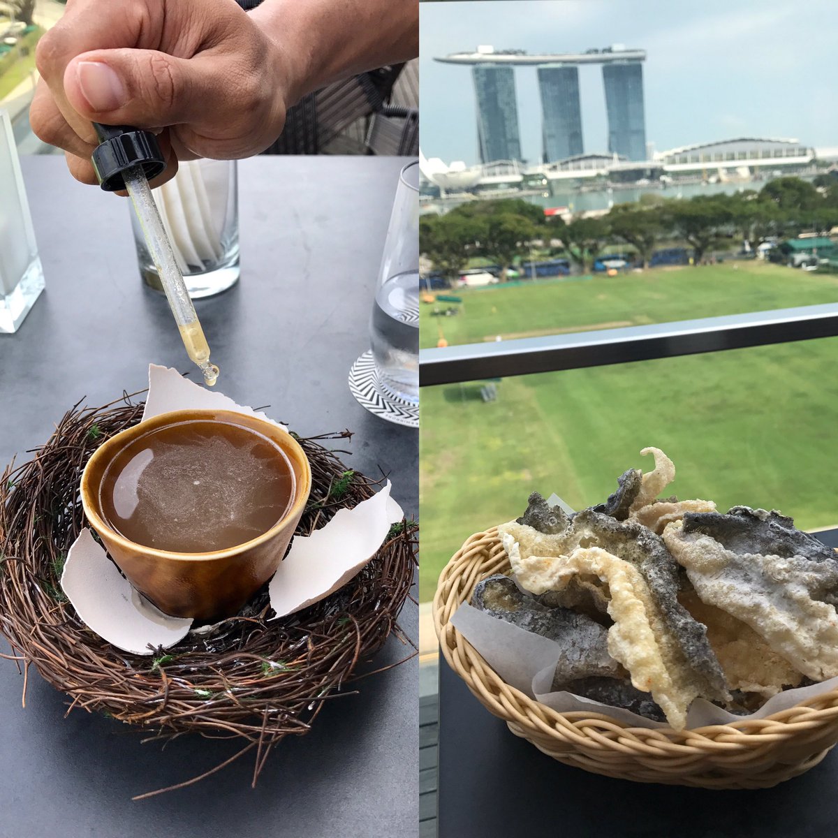 Duck fat in a cocktail? Just needed pancakes but instead I paired it with crispy fish skins #Singapore #duckfat #cocktail #smokeandmirrors