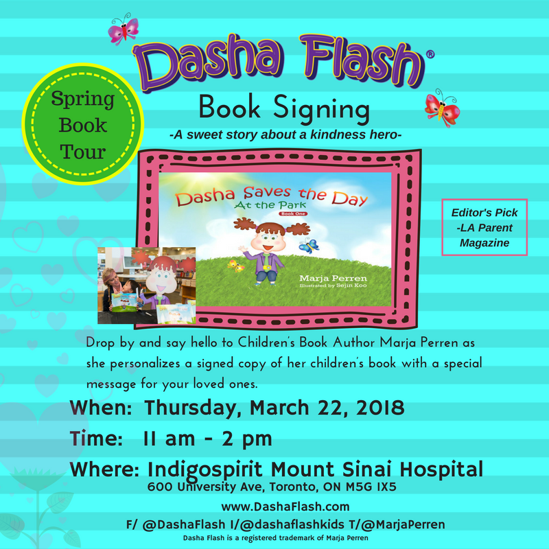 MarjaPerren's tweet photo. Only 2 more days till #DashaSavestheDay @indigospiritMSH #booksigning Why not pick up a copy of my #childrensbook about sweet little #kindnesshero, #DashaFlash. #LAParentMag says it's a book changing the narrative of storytelling about #superheroes for kids so why not,I ask? 😊💖 https://t.co/lUprJDgKsW