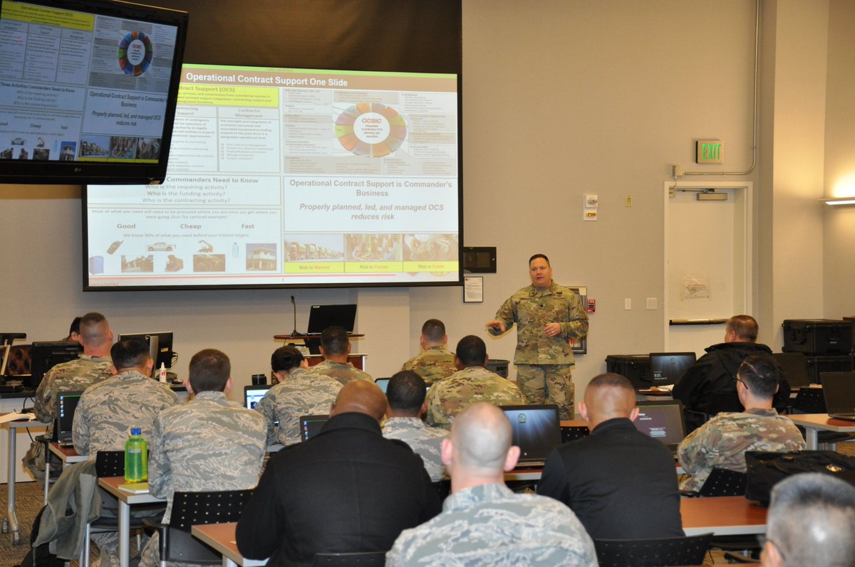 OCSJX's tweet photo. LTC(P) Wytt Anderson provides opening remarks at Operational Contract Support Exercise 2018 March 19 at Fort Lee, Virginia. Anderson is the OCSJX-18 director. #OCSJX https://t.co/ZpadFVk9Uv
