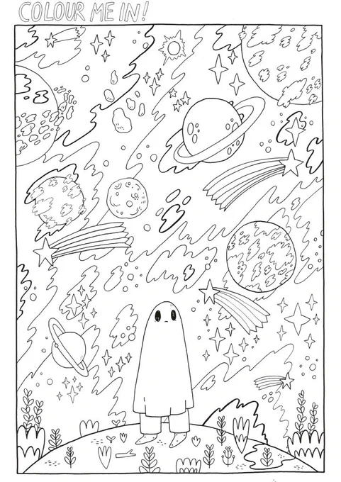 How about some colouring in? Just print out this spacey ghost and get colouring <3

We also have A4 colouring books available on our store - https://t.co/mkbwOfdVAN 