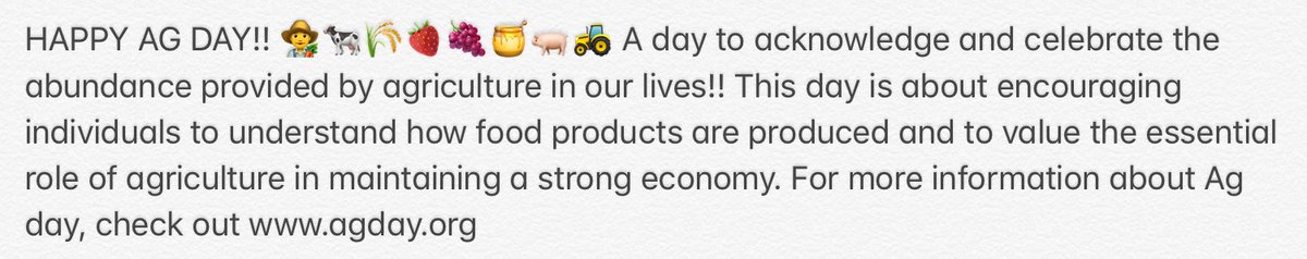 KingsAgComm's tweet image. HAPPY AG DAY!! 👨‍🌾🐄🌾🍓🍇🍯🐖🚜