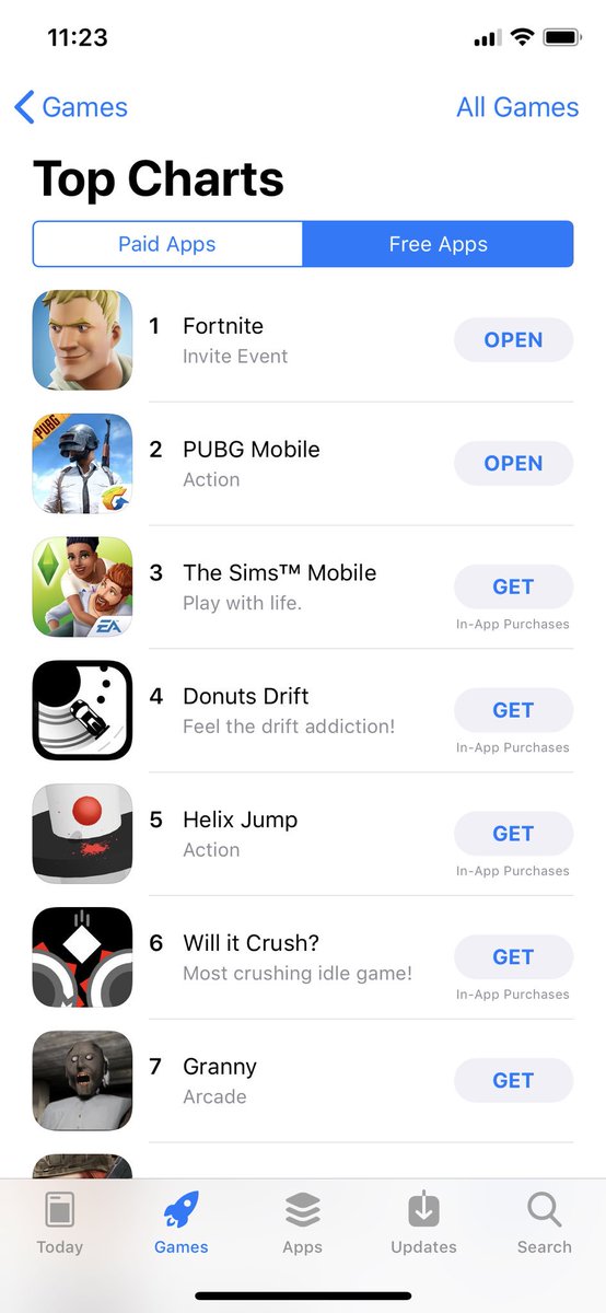 most popular games in the app store