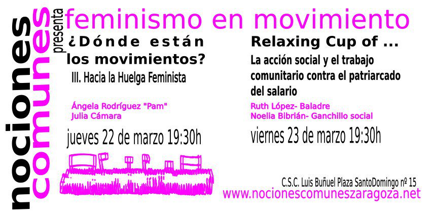 CSCLuisBunuel's tweet photo. A las compas de @baladrinas las queremos tanto que no las vamos a dejar salir del Buñuel en todo el fin de semana:
👉🏿Viernes 23-19:30h 
✔️Relaxing cup of... "Acción social comunitaria contra el patriarcado" 
👉🏿 Sábado 24-18:00h
✔️Charla-taller"Feminismos y Renta básica". https://t.co/QVLFFLLitt