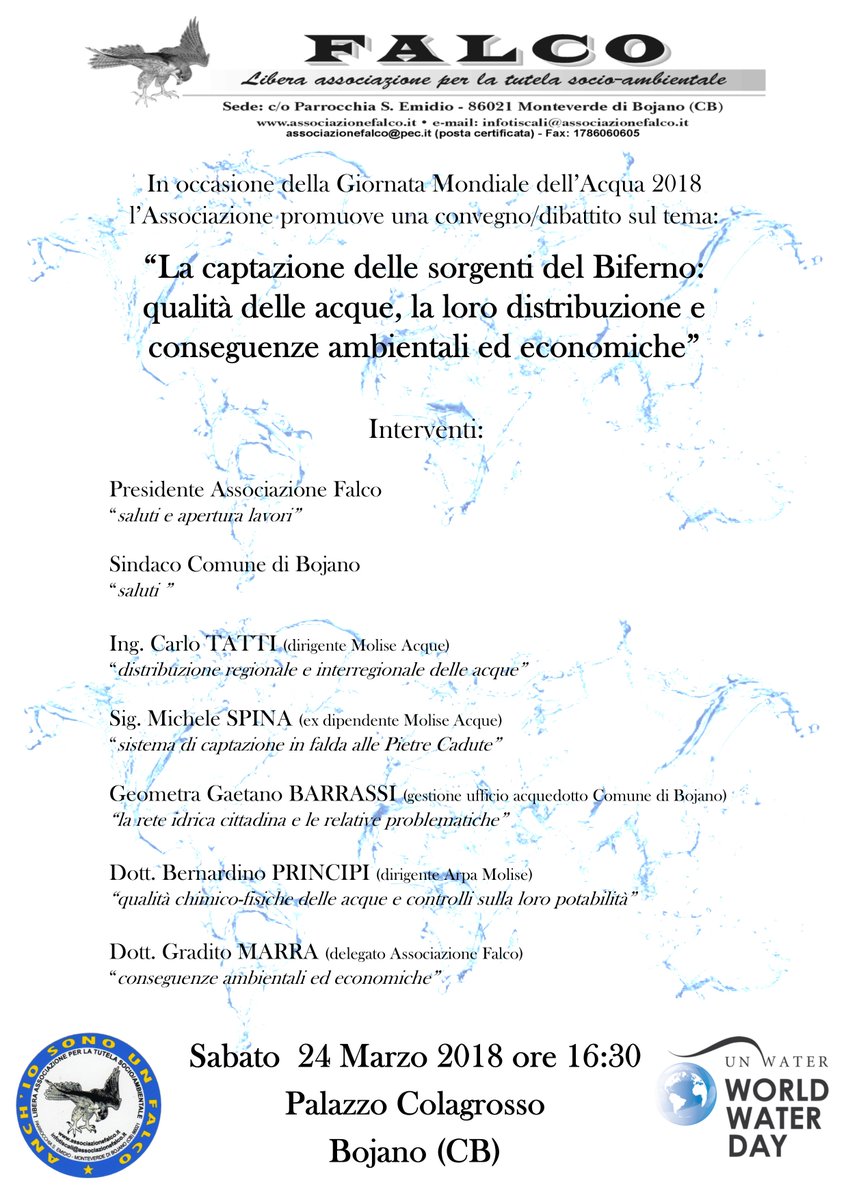 AssocFalco's tweet photo. Giornata Mondiale dell'Acqua 2018 https://t.co/zQTEjws3T3