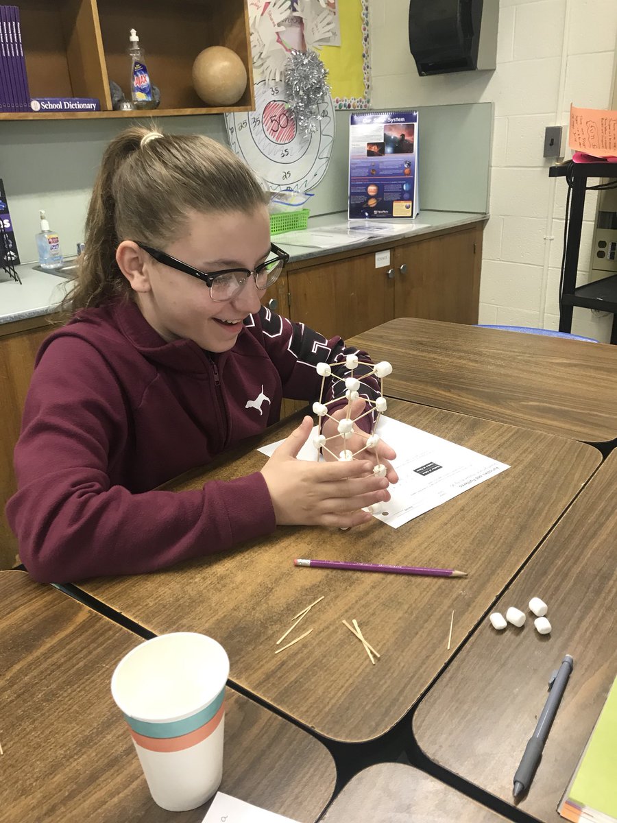 wbbuss's tweet photo. Student mathematicians use toothpicks and marshmallows to construct towers and find patterns in tables to write equations #cmp3 #variablesandpatterns https://t.co/sgCRnpPIRL
