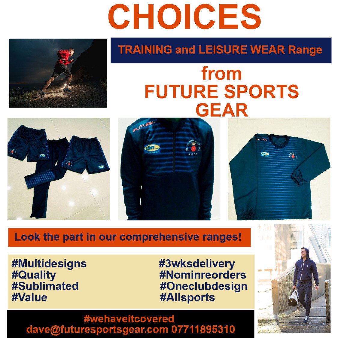 FutureSportsUK's tweet image. #Lookgoodtraingood in our quality and comprehensive range of Training and Leisure Wear! #Choices 3 Weeks Delivery and No Min Reorders! #oneclubonedesign