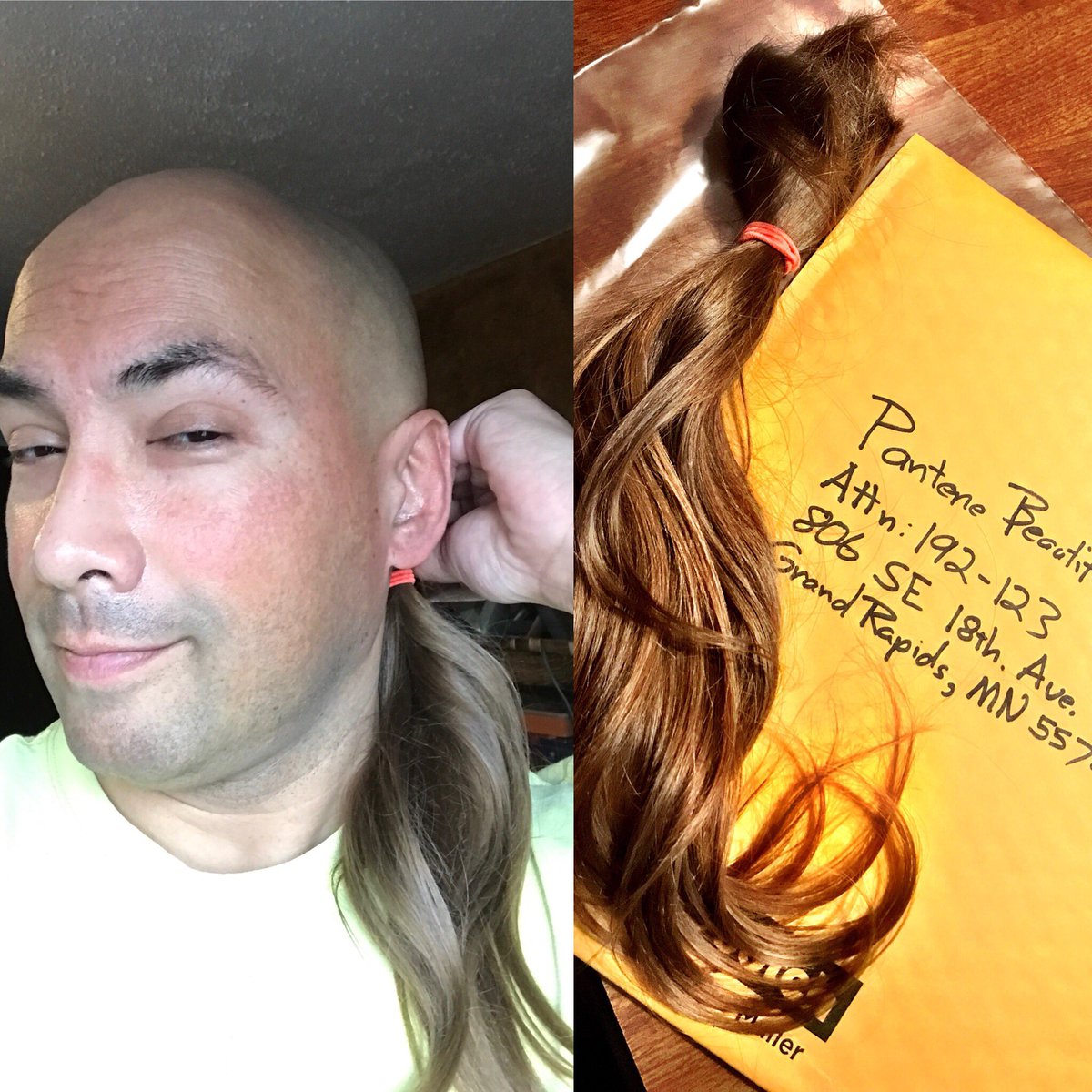 Look! I grew my hair back! (Mailing my wife’s 15” of hair to make wigs for women w/ cancer)